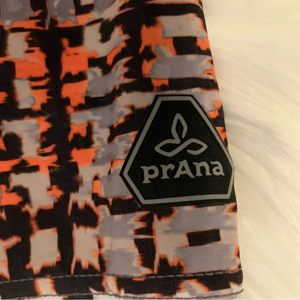 PrAna NWOT Men’s 33 Waist Catalyst Boardshorts Gravel Ripple Orange Brown Beach